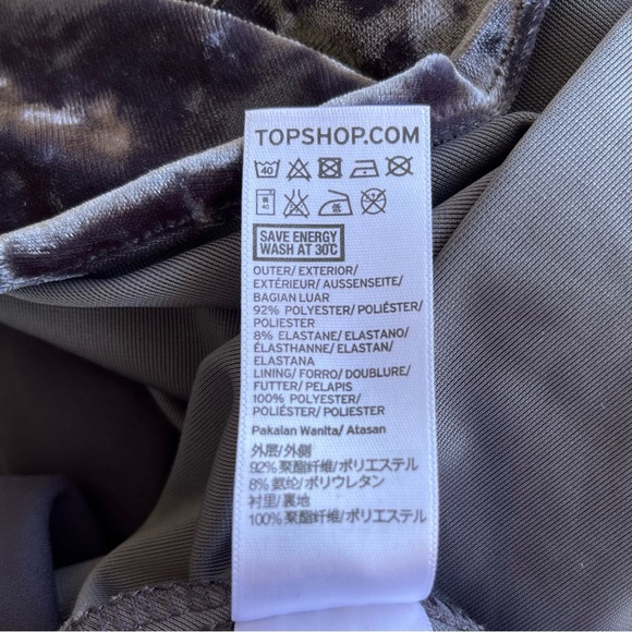 •Topshop• Silver/Grey Crushed Velvet Cropped Swing Top - Size 8 - Picture 8 of 11